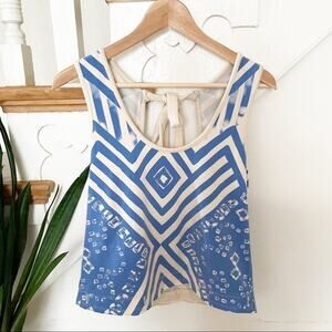 Scrapbook Originals Blue & White Pattern Cropped Tank Top Size M